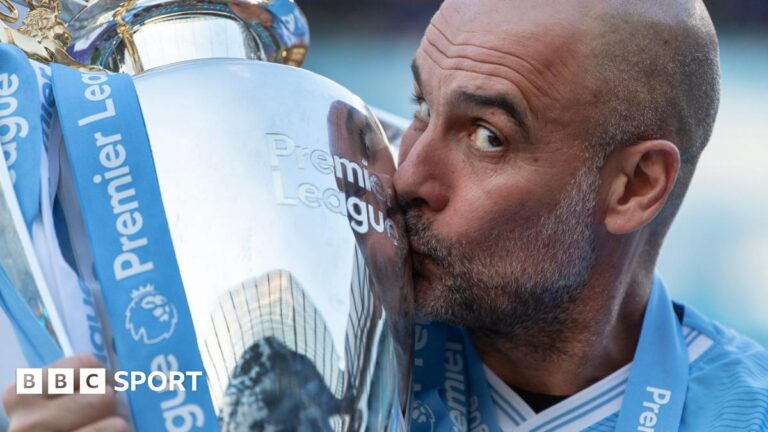 Pep Guardiola: Manchester City exit through eyes of rival fans Pep Guardiola kisses the Premier League trophy
