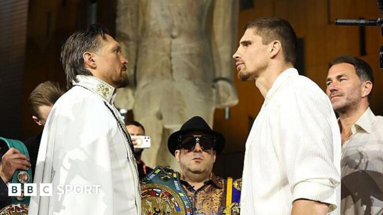 Usyk vs Rico: Tony Bellew, Eddie Hearn and Terence Crawford give predictions for world title fight Oleksandr Usyk (left) and challenger Rico Verhoeven share a friendly handshake at Thursday's news conference
